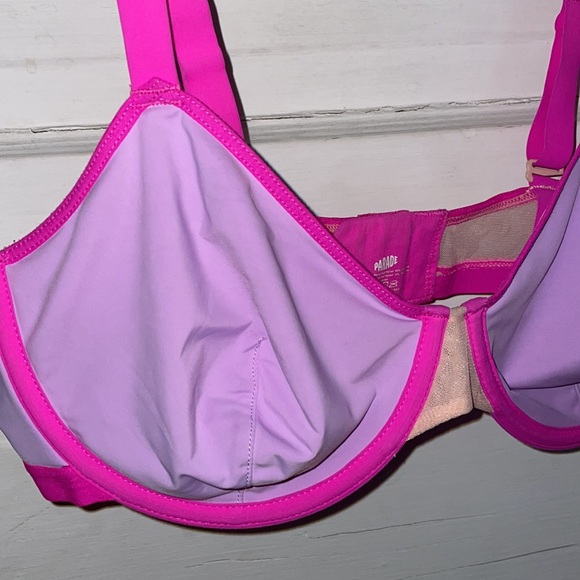 Parade Pink Tan Purple Plunge Bra 38D underwire hook closure - Picture 2 of 4